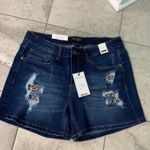 Judy Blue Leopard Denim Shorts